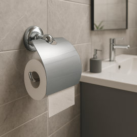 Krom Kapaklı Tuvalet Kağıtlığı – Paslanmaz Pirinç