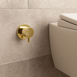 Altın Gold Gizli Taharet Musluğu – Stop Valf, Yuvarlak Kollu