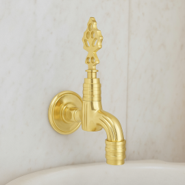 Altın Gold Perlatörlü Osmanlı Hamam Musluğu – Pirinç Duvar Tipi