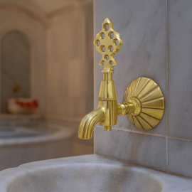 Altın Sarı Osmanlı Hamam Musluğu – Pirinç Duvar Tipi