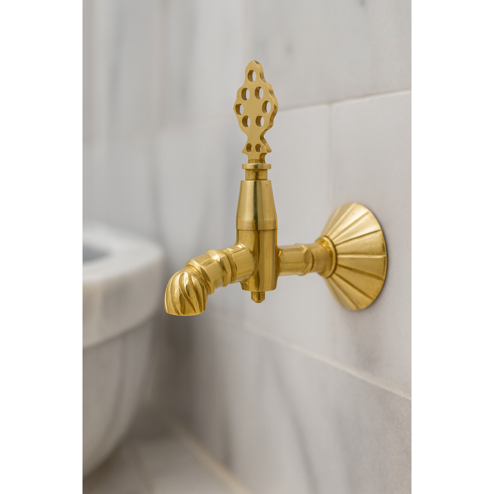 Altın Gold Osmanlı Hamam Musluğu – Pirinç Duvar Tipi