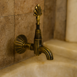 Eskitme Osmanlı Hamam Musluğu – Antik Pirinç Duvar Tipi