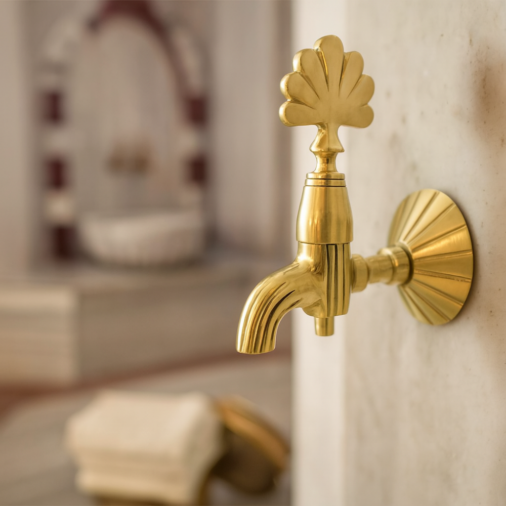 Altın Gold Osmanlı Hamam Musluğu – Pirinç Duvar Tipi