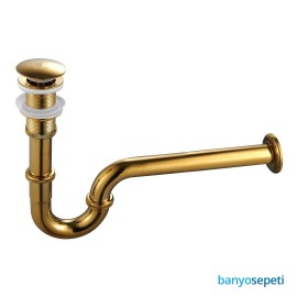 Altın Deve Boynu U Tipi Lavabo Sifonu Set