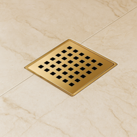 Gold Altın Kare Yer Süzgeci 10x10 cm – Lüks Banyo & Islak Hacim Süzgeci