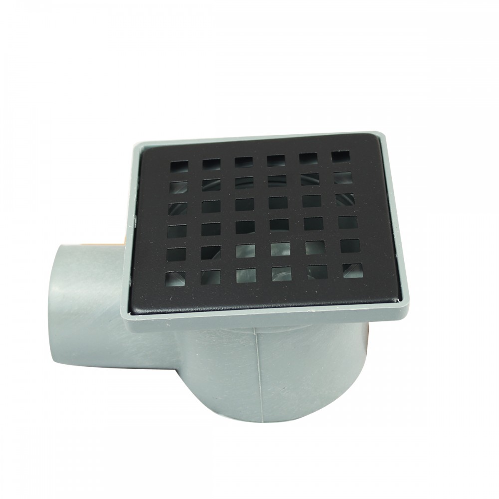 Siyah Kare Yer Süzgeci 10x10 cm – Modern Banyo & Islak Hacim Süzgeci