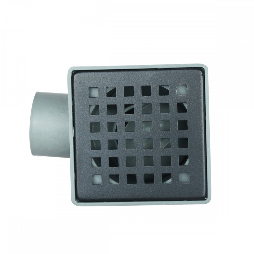 Siyah Kare Yer Süzgeci 10x10 cm – Modern Banyo & Islak Hacim Süzgeci
