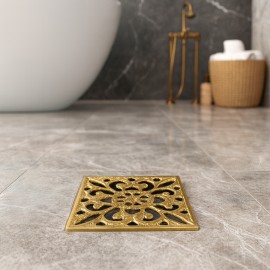 Gold Altın Dekoratif Kare Yer Süzgeci 10x10 cm – Lüks Desenli Kapaklı