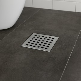 Krom Kare Yer Süzgeci 10x10 cm – Paslanmaz Modern Tasarım