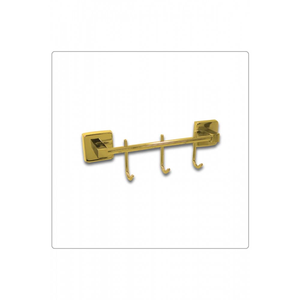 GoldLine Üçlü Bornoz Askılığı – Gold Altın, Pirinç