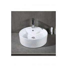 NovaRound Tezgah Üstü Armatür Delikli Seramik Lavabo – 40 cm, Beyaz