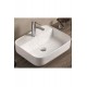 VitaSquare Tezgah Üstü Armatür Delikli Seramik Lavabo – 50x40 cm, Beyaz
