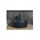 VentoRound Tezgah Üstü Armatür Delikli Mat Siyah Seramik Lavabo – 46x46 cm