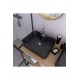TitanSquare Tezgah Üstü Armatür Delikli Mat Siyah Seramik Lavabo – 48x37 cm