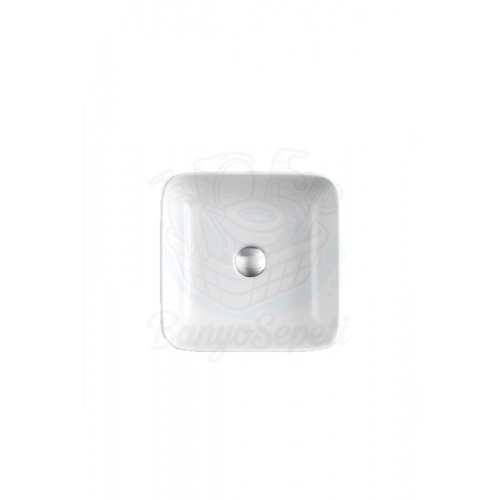 Lunaround Tezgah Üstü Armatür Deliksiz Seramik Lavabo – 38 Cm, Beyaz