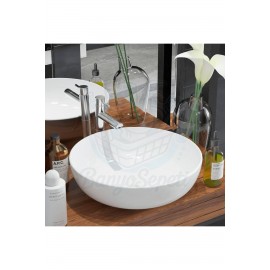 ZenRound Tezgah Üstü Armatür Deliksiz Seramik Lavabo – 41 cm, Beyaz