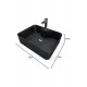 TitanSquare Tezgah Üstü Armatür Delikli Mat Siyah Seramik Lavabo – 48x37 cm