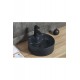 VentoRound Tezgah Üstü Armatür Delikli Mat Siyah Seramik Lavabo – 46x46 cm