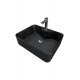 TitanSquare Tezgah Üstü Armatür Delikli Mat Siyah Seramik Lavabo – 48x37 cm