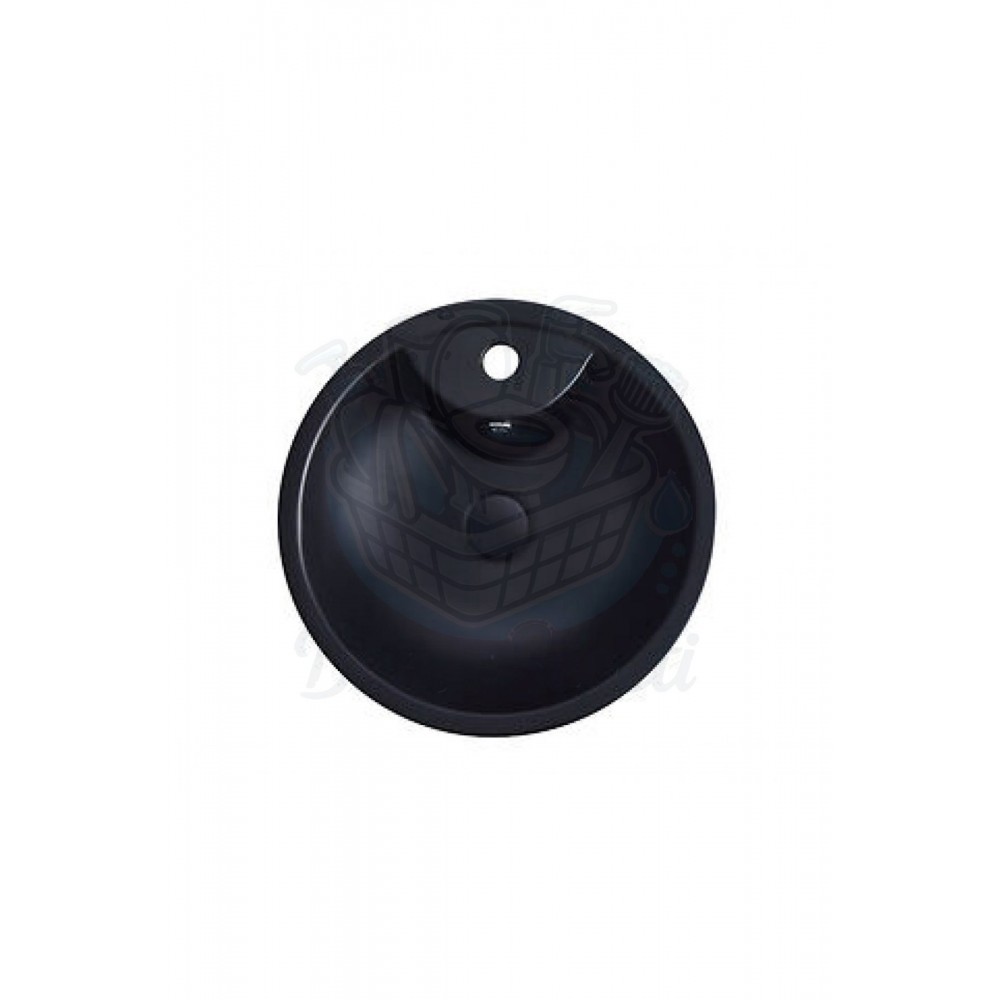 NoirBlock Monoblok Armatür Delikli Mat Siyah Seramik Lavabo – 41x41x85 cm