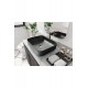 ObsidianSquare Tezgah Üstü Armatür Deliksiz Mat Siyah Seramik Lavabo – 50x39 cm