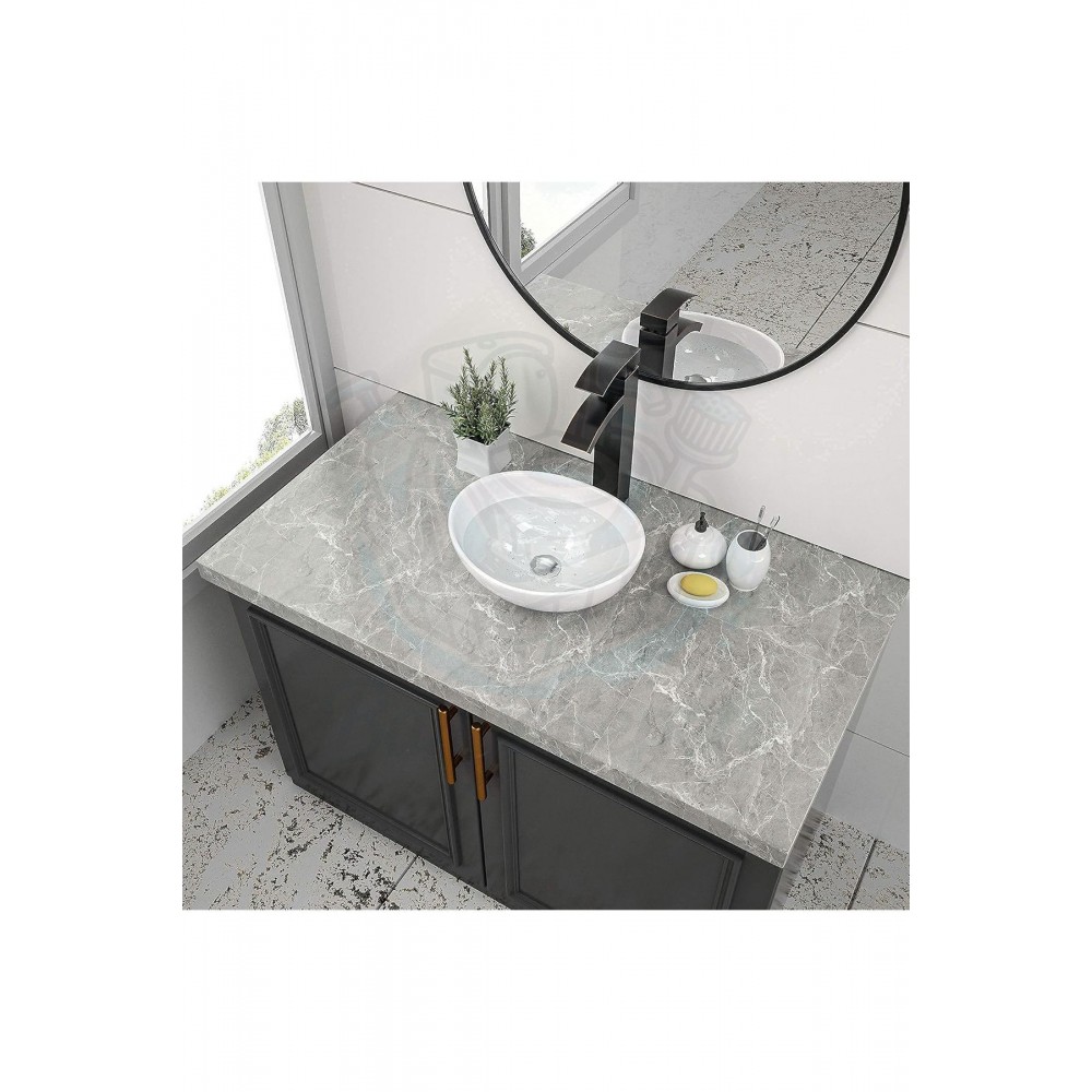 PureRound Tezgah Üstü Armatür Deliksiz Seramik Lavabo – 40x33 cm, Beyaz
