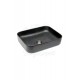 ObsidianSquare Tezgah Üstü Armatür Deliksiz Mat Siyah Seramik Lavabo – 50x39 cm