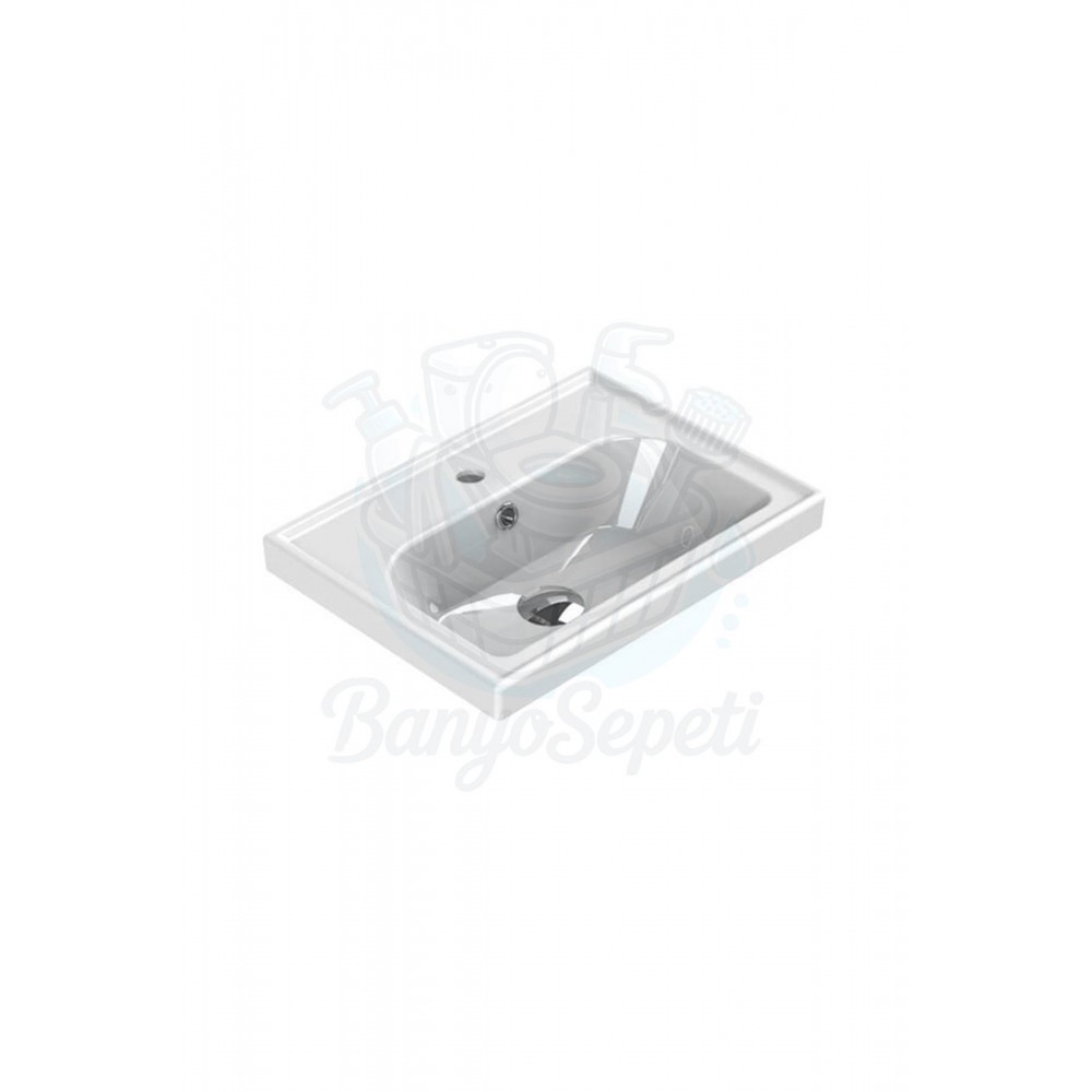 ModeraNeo Yarı Gömme Etajerli Duvara Monte & Mobilya Uyumlu Armatür Delikli Lavabo – 50x38 cm