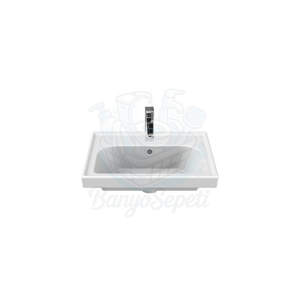 ModeraNeo Yarı Gömme Etajerli Duvara Monte & Mobilya Uyumlu Armatür Delikli Lavabo – 50x38 cm