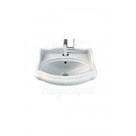 AngloWall Etajerli Duvara Monte & Kolon Ayak Uyumlu Seramik Lavabo – 60x54 cm, Beyaz AngloWall Etajerli Duvara Monte & Kolon Ayak Uyumlu Seramik Lavabo – 60x54 cm, Beyaz