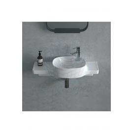 ModeraRight Etajerli Duvara Monte Seramik Lavabo – 80x38 cm, Beyaz