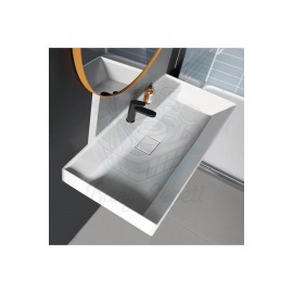 ModeraGrand Etajerli Duvara Monte & Mobilya Uyumlu Armatür Delikli Seramik Lavabo – 100x48 cm, Beyaz