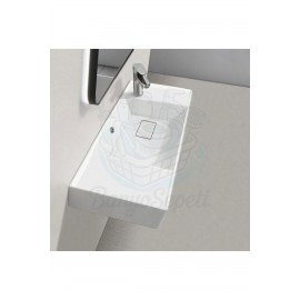 ModeraWide Etajerli Duvara Monte & Mobilya Uyumlu Seramik Lavabo – 80x35 cm, Beyaz