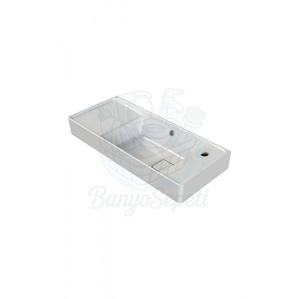 ModeraWide Etajerli Duvara Monte & Mobilya Uyumlu Seramik Lavabo – 80x35 cm, Beyaz