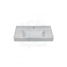 ModeraLux Etajerli Duvara Monte & Mobilya Uyumlu Seramik Lavabo – 85x38 cm, Beyaz