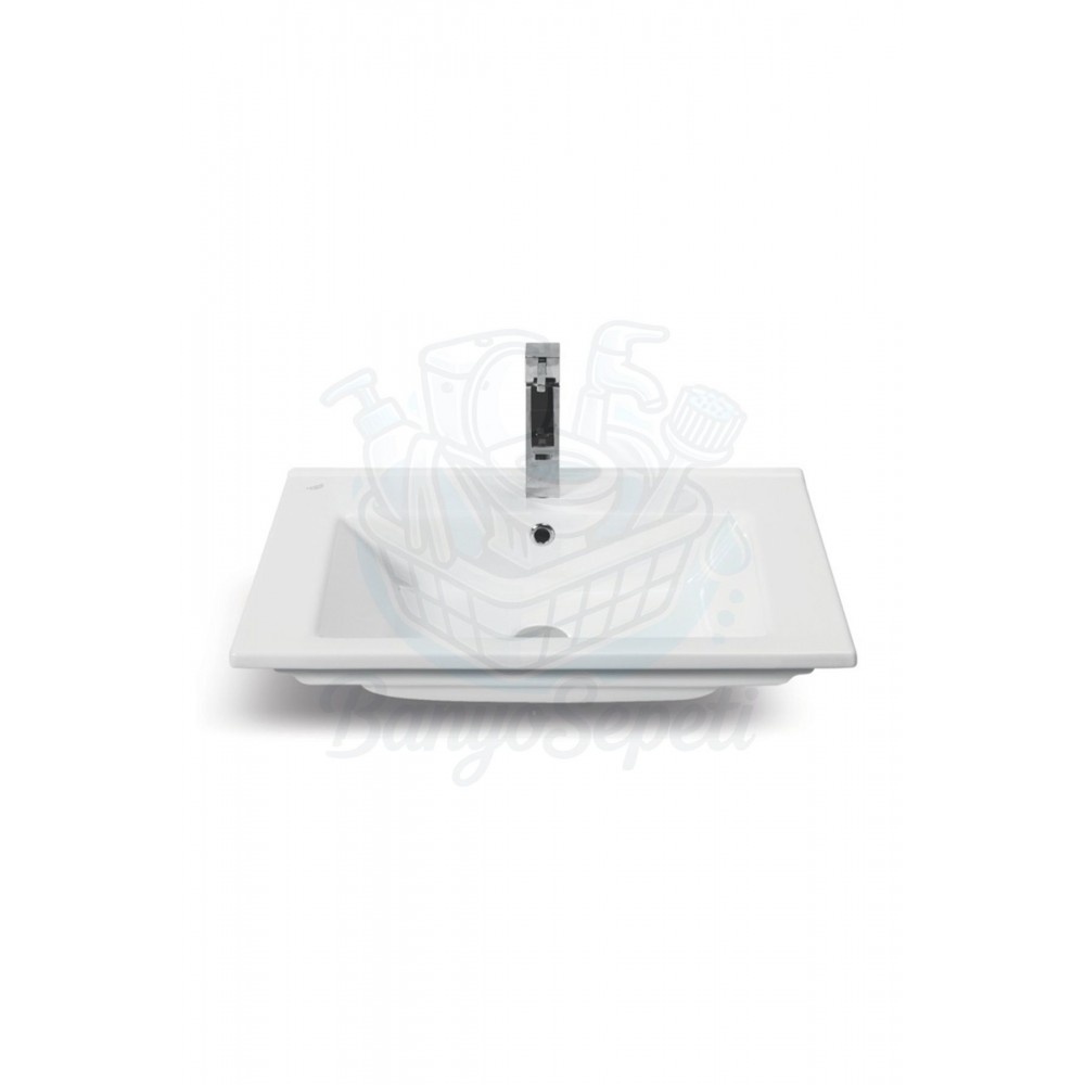 ModeraPrime Etajerli Duvara Monte & Mobilya Uyumlu Seramik Lavabo – 65x45 cm, Beyaz