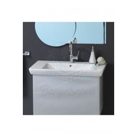 ModeraSemi Yarı Gömme Etajerli Duvara Monte & Mobilya Uyumlu Seramik Lavabo – 85x48 cm, Beyaz