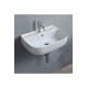 ModeraFlex Armatür Delikli Duvara Monte & Tezgah Üstü Seramik Lavabo – 55x42 cm, Beyaz