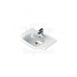 ModeraElite Etajerli Duvara Monte & Mobilya Uyumlu Armatür Delikli Seramik Lavabo – 55x48 cm, Beyaz ModeraElite Etajerli Duvara Monte & Mobilya Uyumlu Armatür Delikli Seramik Lavabo – 55x48 cm, Beyaz