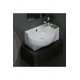 CornerFlex Mini Köşe Lavabo – Duvara Monte & Dolap Uyumlu, Armatür Delikli, 45x28 cm, Beyaz