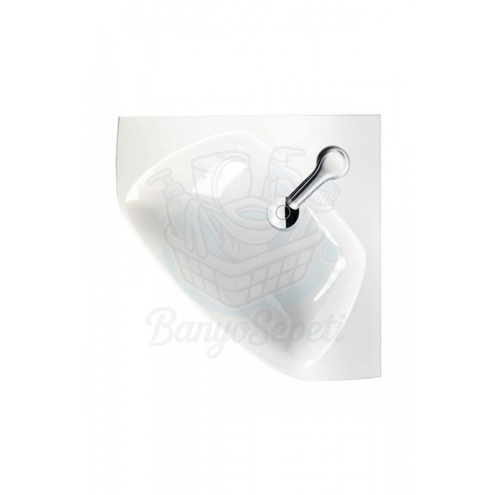 CornerMax Dolap Uyumlu Armatür Delikli Köşe Seramik Lavabo – 46x46 cm, Beyaz