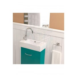 SmartLeft Duvara Monte & Dolap Uyumlu Armatür Deliği Solda Seramik Lavabo – 50x25 cm, Beyaz