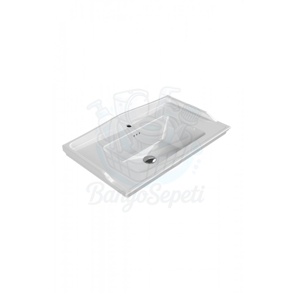 RetroGrande Nostalji Görünümlü Duvara Monte & Mobilya Uyumlu Armatür Delikli Lavabo  80x48 cm