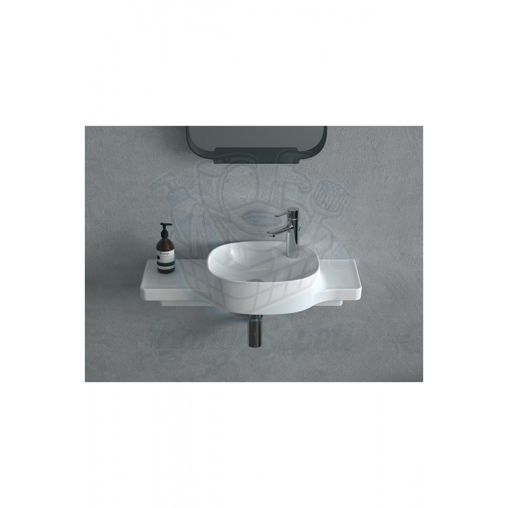ModeraRight Etajerli Duvara Monte Seramik Lavabo – 80x38 cm, Beyaz