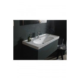 ModeraMax Etajerli Duvara Monte & Mobilya Uyumlu Seramik Lavabo – 100x45 cm, Beyaz
