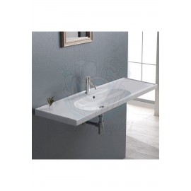 ModeraGrande Etajerli Duvara Monte & Mobilya Uyumlu Seramik Lavabo – 120x45 cm, Beyaz