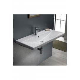 ModeraPrestige Etajerli Duvara Monte & Mobilya Uyumlu Armatür Delikli Seramik Lavabo – 100x45 cm Byz