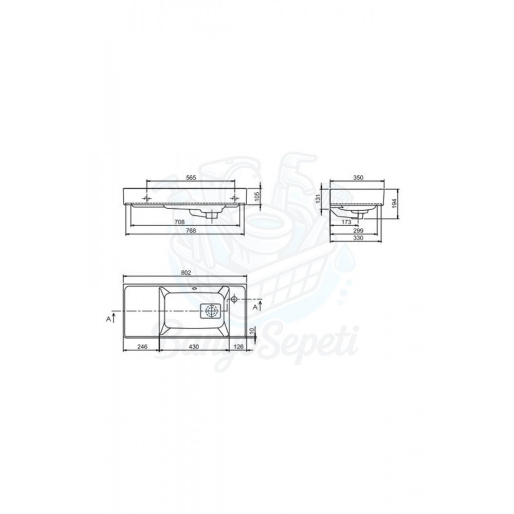 ModeraWide Etajerli Duvara Monte & Mobilya Uyumlu Seramik Lavabo – 80x35 cm, Beyaz