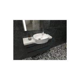 ModeraRight Etajerli Duvara Monte Seramik Lavabo – 80x38 cm, Beyaz