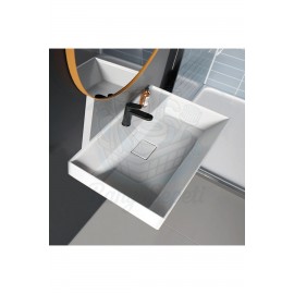 ModeraElite Etajerli Duvara Monte & Mobilya Uyumlu Armatür Delikli Seramik Lavabo – 80x48 cm, Beyaz